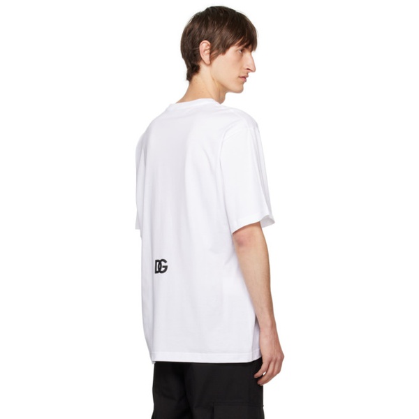 돌체앤가바나 Dolce&Gabbana White Printed T-Shirt 241003M213004