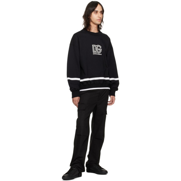 돌체앤가바나 Dolce&Gabbana Black Striped Sweatshirt 241003M204000