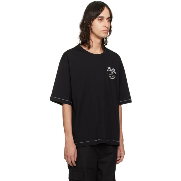 돌체앤가바나 Dolce&Gabbana Black Printed T-Shirt 241003M213009