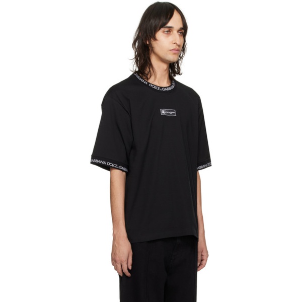 돌체앤가바나 Dolce&Gabbana Black Jacquard T-Shirt 241003M213002