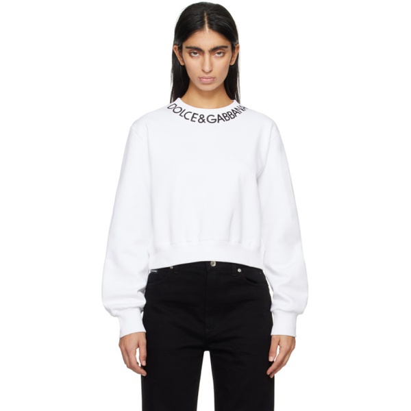돌체앤가바나 Dolce&Gabbana White Cropped Sweatshirt 241003F098001