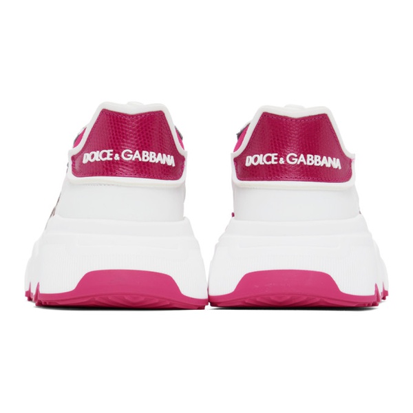  Dolce&Gabbana Pink & White Mixed-Materials Daymaster Sneakers 241003F128012