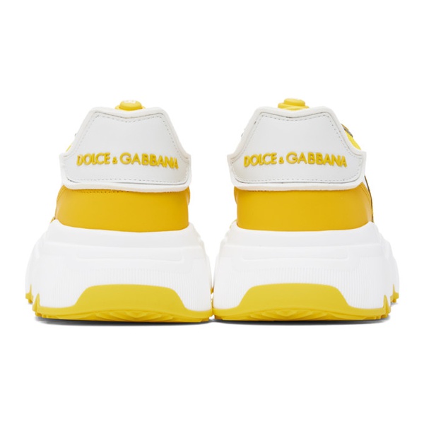  Dolce&Gabbana Yellow & White Mixed-Materials Daymaster Sneakers 241003F128014