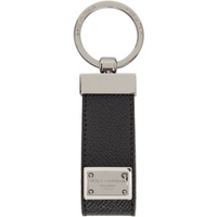 Dolce&Gabbana Black Calfskin Logo Tag Keychain 241003M163004