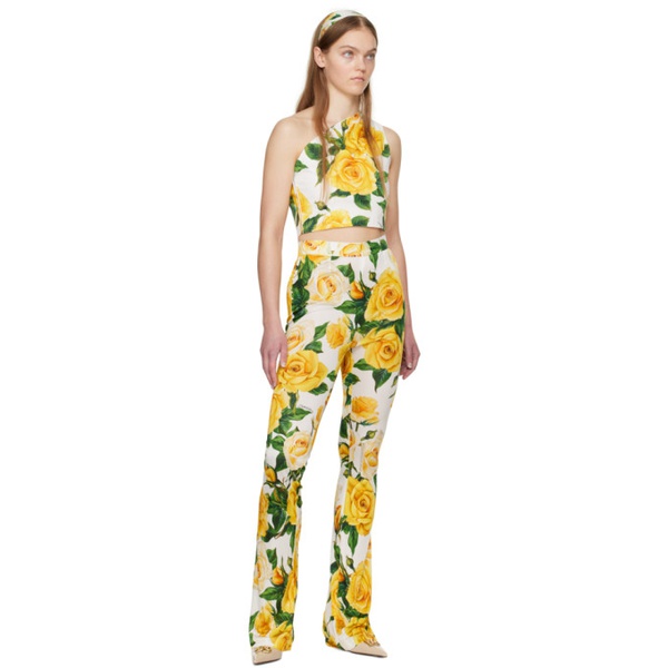  Dolce&Gabbana White & Yellow Floral Leggings 241003F087000