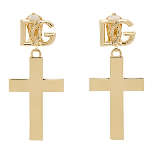  Dolce&Gabbana Gold Cross Earrings 241003F022021