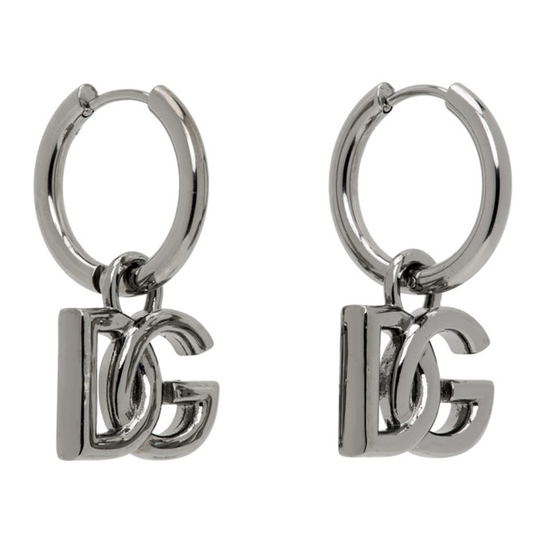 Dolce&Gabbana Gunmetal DG Logo Earrings 241003M144014