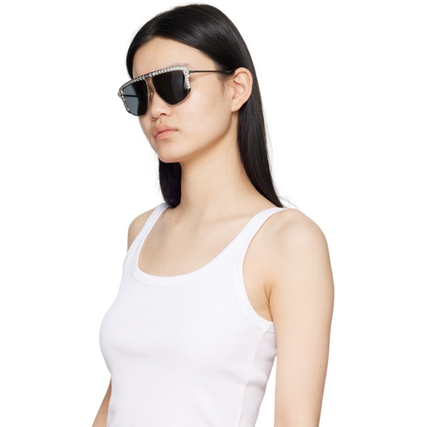 Dolce&Gabbana Silver Crystal-Cut Sunglasses 231003F005037