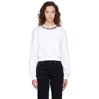 Dolce&Gabbana White Cropped Sweatshirt 231003F098001