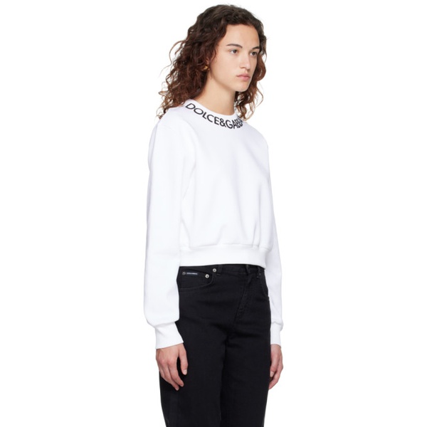  Dolce&Gabbana White Cropped Sweatshirt 231003F098001