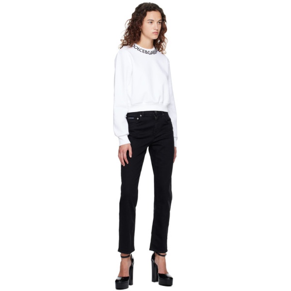  Dolce&Gabbana White Cropped Sweatshirt 231003F098001