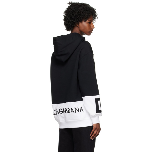  Dolce&Gabbana Black & White Applique Hoodie 231003F097000