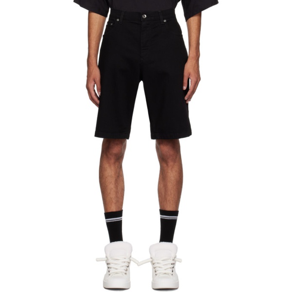  Dolce&Gabbana Black Plaque Denim Shorts 231003M186016