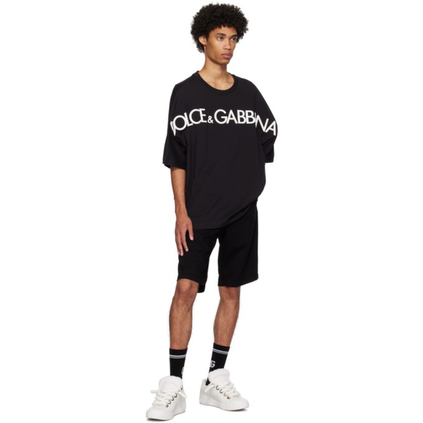 Dolce&Gabbana Black Plaque Denim Shorts 231003M186016
