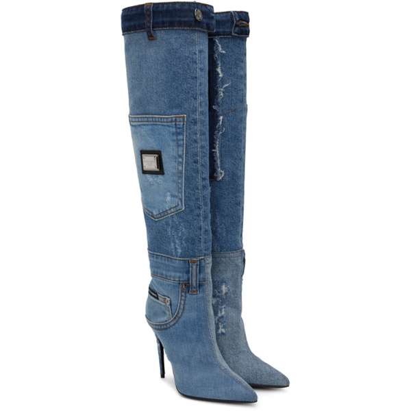  Dolce&Gabbana Blue Patchwork Boots 231003F115000