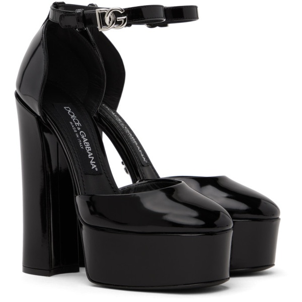  Dolce&Gabbana Black Polished Platform Heels 232003F122005