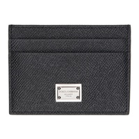 Dolce&Gabbana Black Calfskin Branded Plate Card Holder 241003M164010