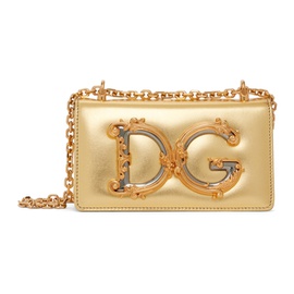Dolce&Gabbana Gold Calfskin Phone Bag 241003F048005