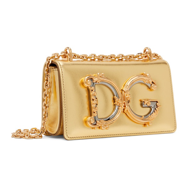  Dolce&Gabbana Gold Calfskin Phone Bag 241003F048005