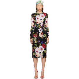 Dolce&Gabbana Black Floral Midi Dress 241003F054003