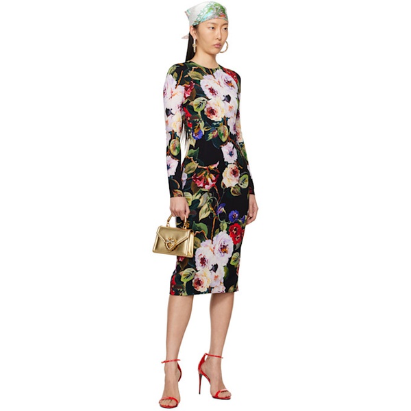  Dolce&Gabbana Black Floral Midi Dress 241003F054003
