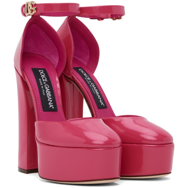  Dolce&Gabbana Pink Polished Platform Heels 231003F122004