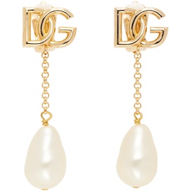 Dolce&Gabbana Gold DG Logo Drop Clip-On Earrings 242003F022004