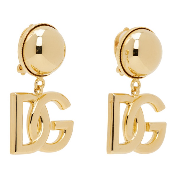  Dolce&Gabbana Gold DG Logo Clip-On Earrings 242003F022003