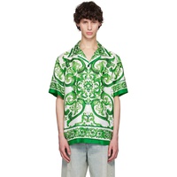 Dolce&Gabbana Green & White Silk Shirt 242003M192000