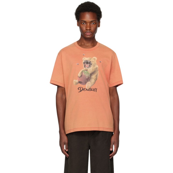  더블렛 Doublet Orange Violent Stuff Bear T-Shirt 232038M213000