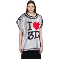 더블렛 Doublet Gray & White I Heart 3D Sweater 241038F096000
