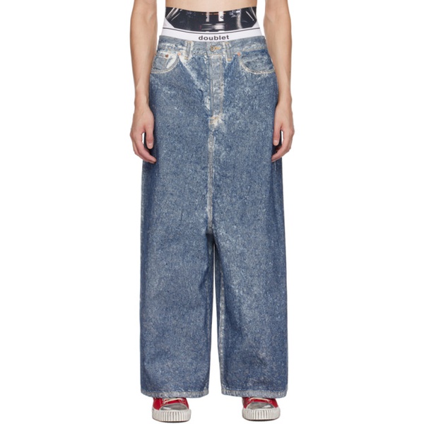  더블렛 Doublet Blue Acid Wash Jeans 241038M186000