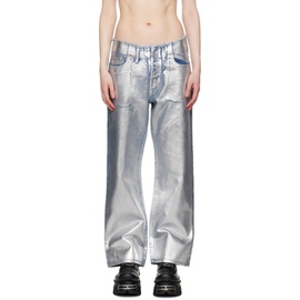 더블렛 Doublet Silver Foil-Coated Jeans 241038F069002