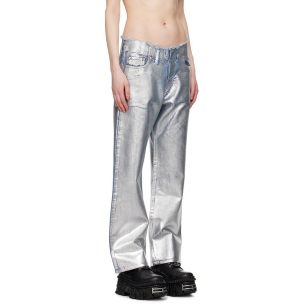  더블렛 Doublet Silver Foil-Coated Jeans 241038F069002