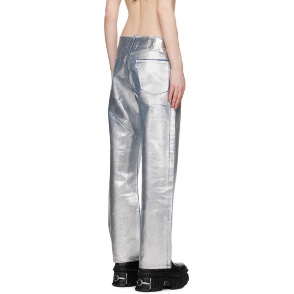  더블렛 Doublet Silver Foil-Coated Jeans 241038F069002