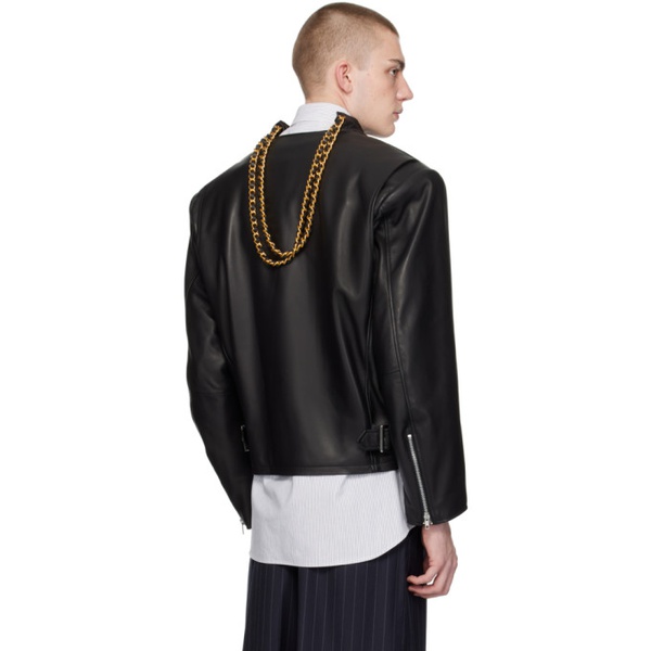  더블렛 Doublet Black Chain Handle Leather Jacket 241038M181000