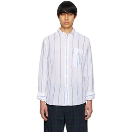 Drakes White & Blue Wide Shirt 241488M192017