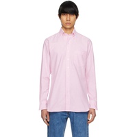 Drakes Pink & White Ticking Stripe Shirt 241488M192000