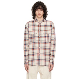 Drakes 오프화이트 Off-White & Navy Check Shirt 241488M192020