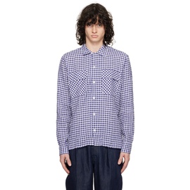 Drakes Navy Gingham Shirt 241488M192015