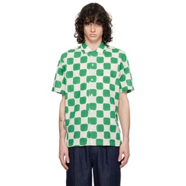 Drakes 오프화이트 Off-White & Green Check Shirt 241488M192013