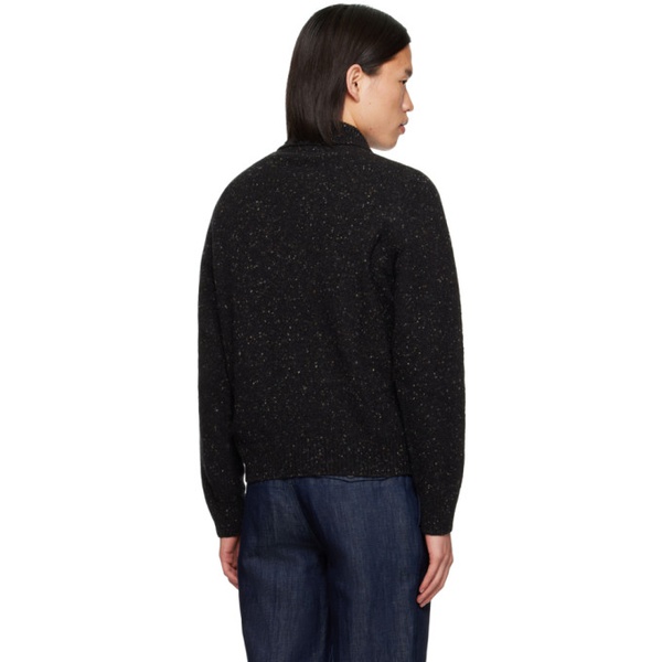  Drakes Black Integral Collar Sweater 212488M201044