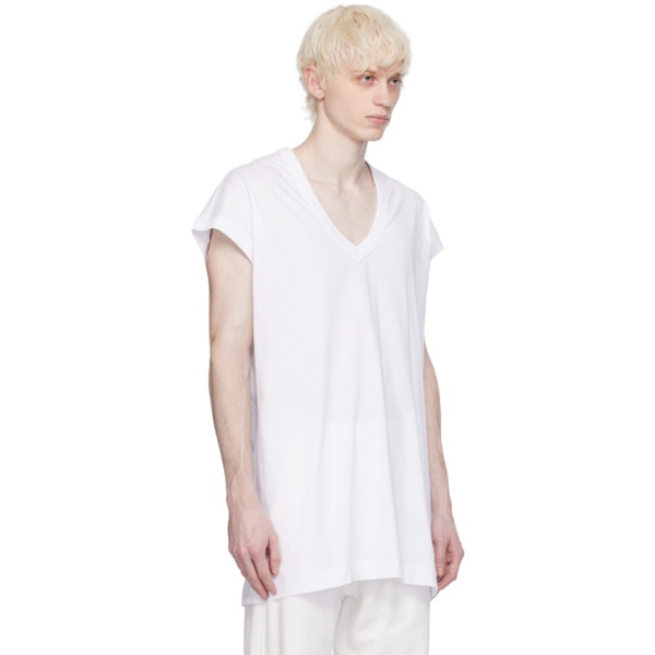  드리스 반 노튼 Dries Van Noten White V-Neck T-Shirt 241358M213024