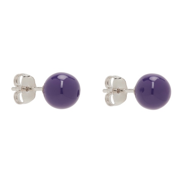  드리스 반 노튼 Dries Van Noten Silver & Purple Enameled Earrings 241358M144000