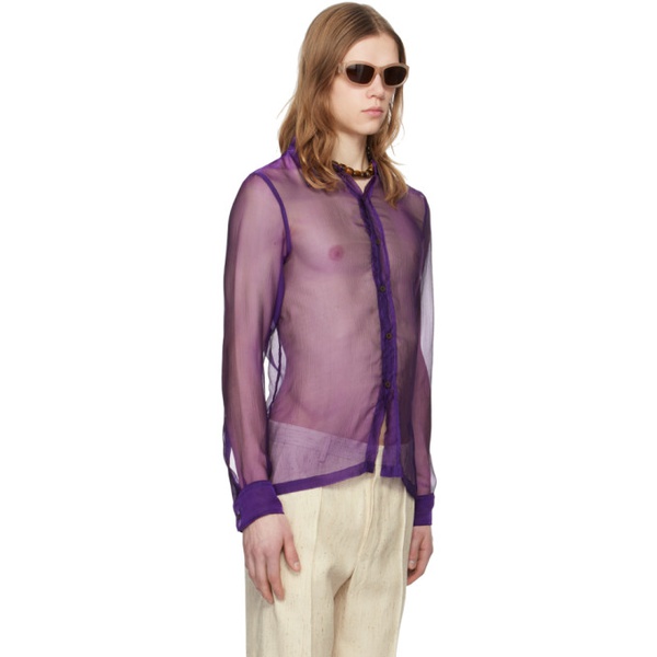  드리스 반 노튼 Dries Van Noten Purple Sheer Shirt 241358M192010