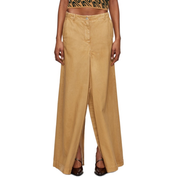  드리스 반 노튼 Dries Van Noten Beige Pleated Denim Maxi Skirt 241358F093003