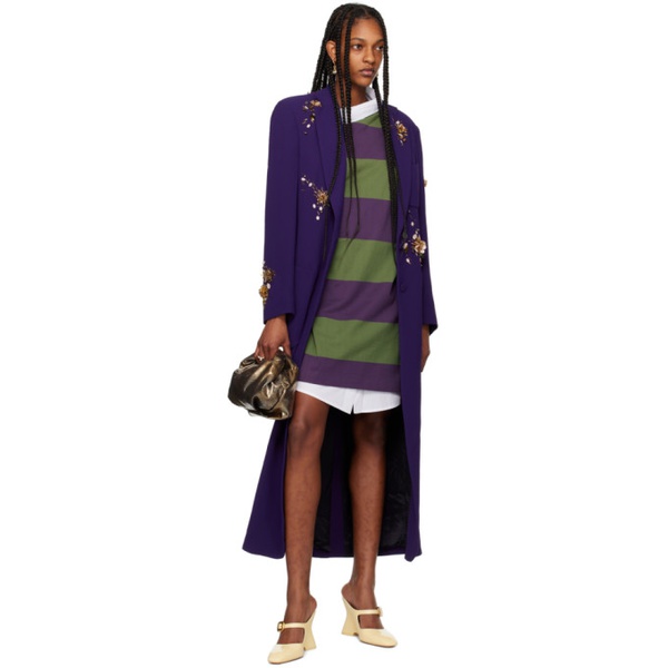  드리스 반 노튼 Dries Van Noten Green & Purple Layered Minidress 241358F054010
