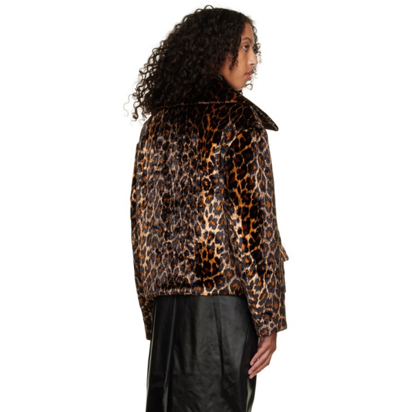  드리스 반 노튼 Dries Van Noten Brown Leopard Faux-Fur Jacket 222358F063005