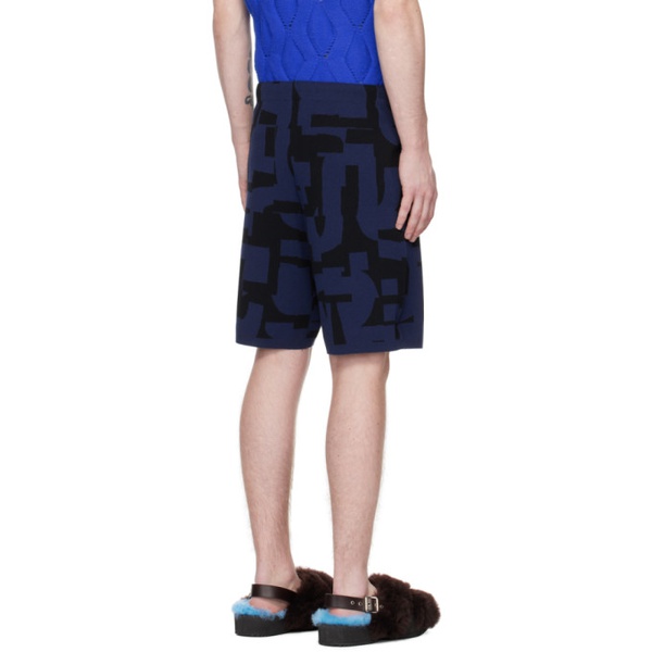  드리스 반 노튼 Dries Van Noten Blue Jacquard Shorts 231358M193049