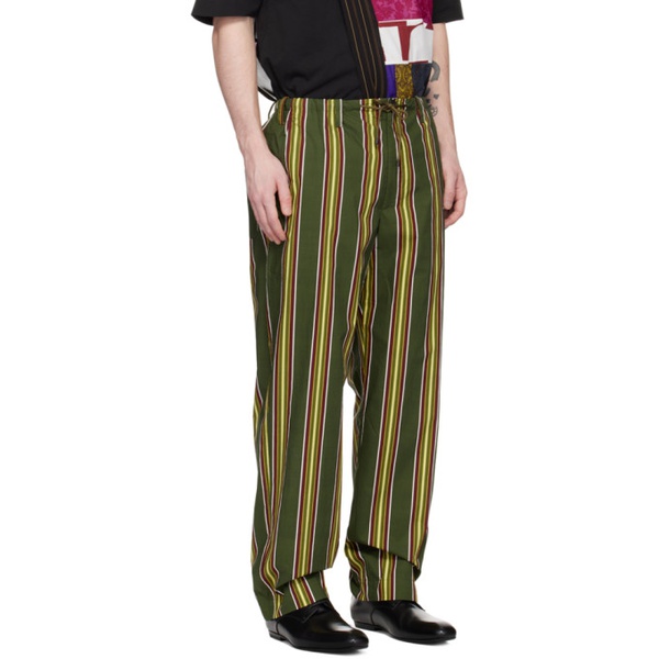  드리스 반 노튼 Dries Van Noten Khaki Striped Trousers 231358M191102